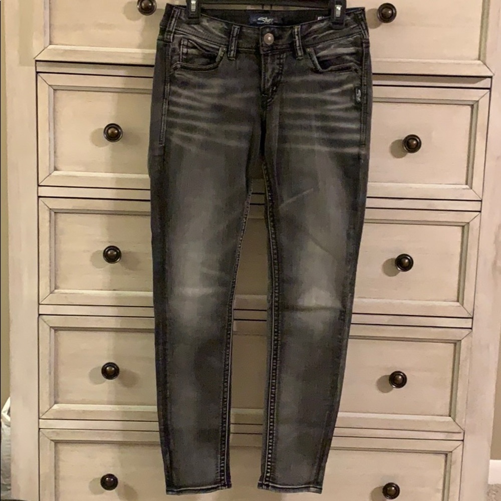 Silver jeans SUKI black distressed skinny jeans